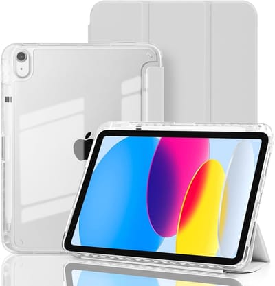 Hoes geschikt voor iPad 2025 hoes Wit - iPad A16 hoes 11th Generation hoes - iPad 2022 hoes Smart Case met Harde Doorzichtige Achterkant en Pencil Slot