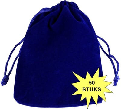 Fako Bijoux - Fluweel Cadeau Zakjes - 7x9cm - Velours - Velvet - Uitdeelzakjes - Sieradenzakjes - Feestzakjes - 7x9 cm - Donkerblauw - 50 Stuks