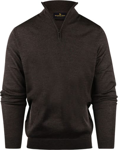 Steppin' Out Half Zip Trui Merinowol Bruin - Maat 3XL - Heren - Pullovers