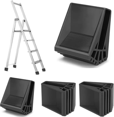 4x Reserve Ladderpoten Antislip Rubber - Verdikte Stootvoeten voor Alle Ladders 63x17 cm Zwart