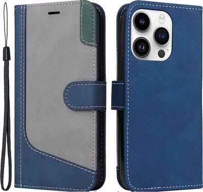 Cityhoesje-iPhone 15 Pro - PU Leather - Book Case - Blauw