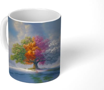 Mok - Koffiemok - Boom - Seizoenen - Winter - Landschap - Mokken - 350 ML - Beker - Koffiemokken - Theemok