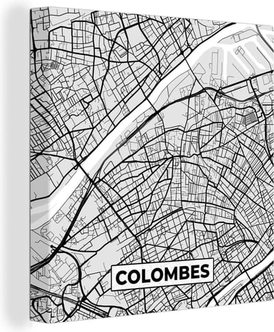 Canvas Schilderij Plattegrond - Colombes - Stadskaart - Kaart - Frankrijk - 20x20 cm - Wanddecoratie