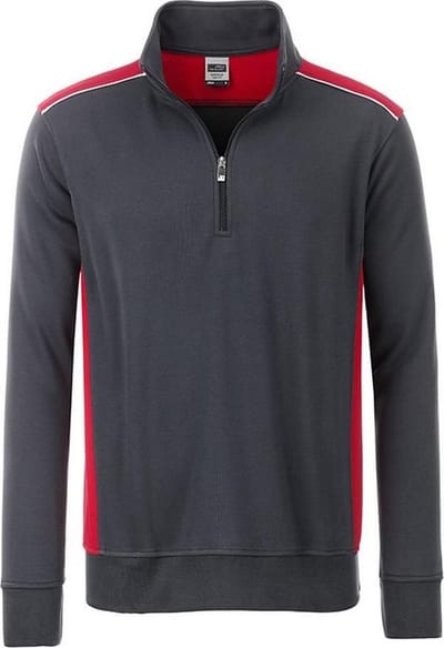 James and Nicholson Uniseks werkkleding Half-Zweetniveau 2 (Koolstof Grijs/Rood)