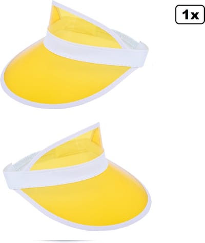 Zonneklep transparant geel - Sport en spel carnaval zon hoed foute party strand hawai tropical thema grappig en fout