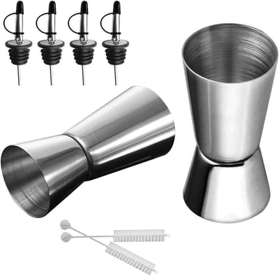 Cocktail maatbeker set van 2, roestvrij staal, 2 cl en 4 cl, ideaal voor cocktails, baraccessoires en mixen van dranken