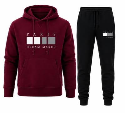 Trainingspak Heren - Hoodie Heren - Sportkleding Heren - Joggingpak met Joggingbroek - PARIS Dream Maker - Bordeauxrood - XS