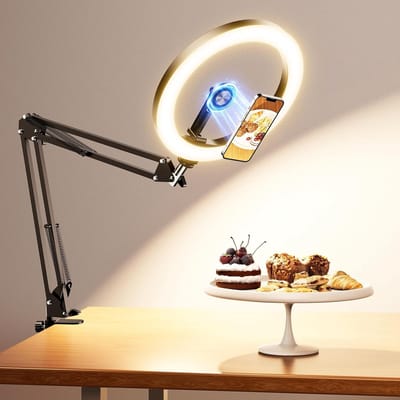 Thijox - Magnetisch Overhead Statief voor Mobiele Telefoon met Ringlicht - Ideaal voor Keuken & Food Video's - Verstelbaar, Lichtgewicht, Dimbaar, Mul