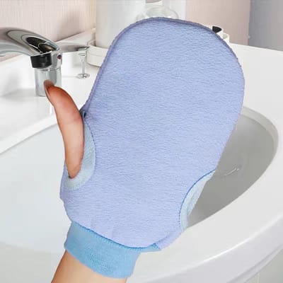 1Pc Bad voor Peeling Exfoliërende Lichaamsreiniging Scrub Mitt Wrijf Dode Huid Handschoenen voor Douche Lichaamsborstel Handdoek Spa Schuim Lichaamsmassage blauw