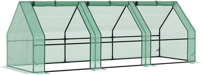 REDOM - Kweekkas - Met Oprolbare Ramen - Weerbestendig - Voor Tuin En Balkon - Staal - Groen - 270 X 90 X 90 Cm