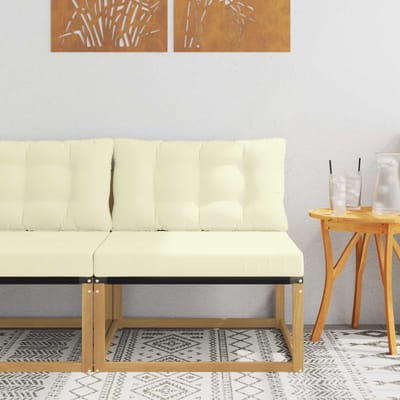 vidaXL - Buiten - Midden - Sofa - met - kussen - Wit - 79 - x - 83 - x - 73 - cm - staal