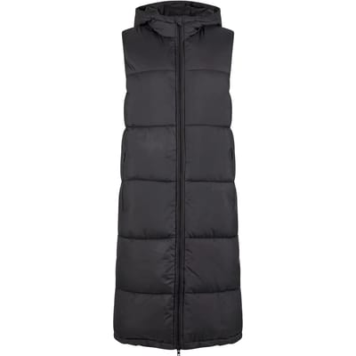 Urban Classics Ladies Long Hooded Puffer Vest Vest zwart S Polyester -