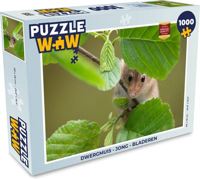 Puzzel Dwergmuis - Jong - Bladeren - Legpuzzel - Puzzel 1000 stukjes volwassenen