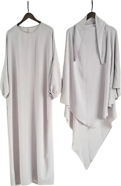 Bovista Islamitische Kleding - Djellaba Dames - Moslim Kleding - Arabisch Dames Kaftan - Alhamdulillah - Zilvergrijs