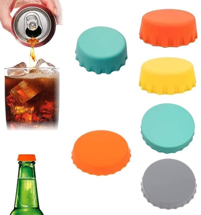 Dailygoods- Blikdeksel Herbruikbaar - Siliconen Deksels - Voor Drankblikjes/Bierblikjes - Veilig Materiaal - 6 Stuks - Diameter 5,2 cm - Drankdeksel