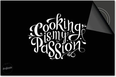 Inductie beschermer 60x60 - afdekplaat inductie mat - Dietrix Kookplaat beschermer - Exclusief - Quotes - Cooking is my Passion Zwart