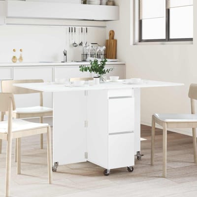 vidaXL - Eettafel - 140 - x - 80 - x - 77 - cm - Bewerkt - hout - Wit - Rechthoekig