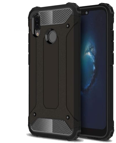 Ntech Hoesje Geschikt voor Huawei P20 Lite (2018) Dual layer Armor Hoesje - Zwart