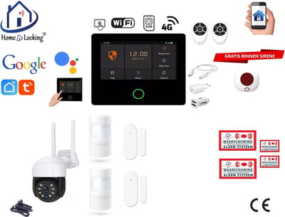 Draadloos alarmsysteem voor woning/camper/boot/caravan werkt met wifi en sim kaart en met spraakgestuurde apps. (Nederlands of Frans stem en tekst) ST01A-62
