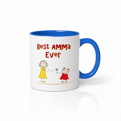Best Amma Ever Mok - Blauw Accent Koffiebeker - Uniek Moederdag Cadeau - Keramiek