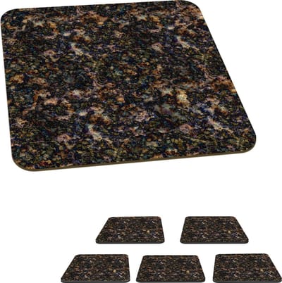 Onderzetters voor glazen - Zwart - Goud - Graniet - Patronen - 10x10 cm - Glasonderzetters - 6 stuks