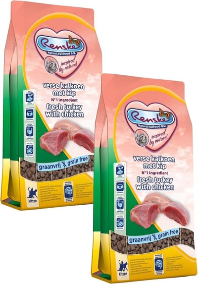 Renske Kitten Verse Kalkoen&Kip - Kattenvoer - 2 x 1.5 kg
