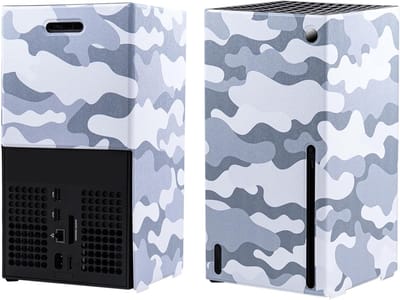 Magnetische Smart Wraps Beschermhoes voor Xbox Series X Console, Premium PU Leer, Zachte Binnenvoering, Camouflage Grijs, Accessoires voor Gaming en Console Bescherming