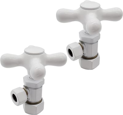 Hoekstopkraan - Afsluiter Kraan - Waterleiding Reparatie - Kruishandvat Ontwerp - 2 Stuks - Wit