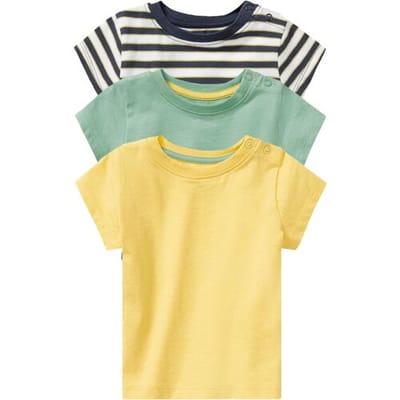 LUPILU 3 baby t-shirts (Marine gestreept/groen/geel, 50/56)