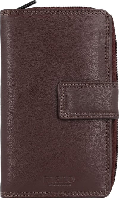 mano Donna Giulia Leren Portemonnee 10,5 cm - Dames - Staand formaat - dunkelbraun