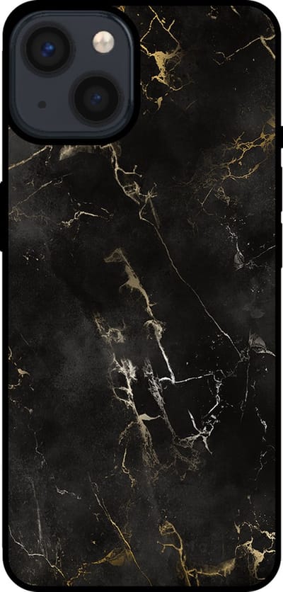 Smartphonica Telefoonhoesje voor iPhone 13 met marmer opdruk - TPU backcover case marble design - Zwart geschikt voor iPhone 13