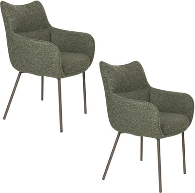 Housecraft Living Jacques Eetkamerstoelen Armleuning Groen - Set van 2