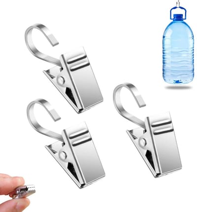 3 stuks - Gordijnhaken Clips - Gordijnclip - RVS - Curtain Glijder Hooks - gordijnclip - haak - roestvrij staal gordijnclip - hangende gordijnhaak - kleine haakclip - hangende stijl - zilver - binnen