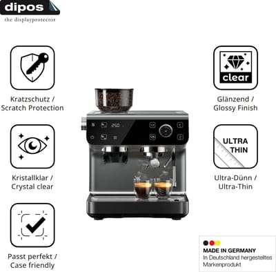dipos – 2x Beschermfolie geschikt voor WMF Espresso Pro | Krasbestendige & heldere Screenprotector Ultra-Thin