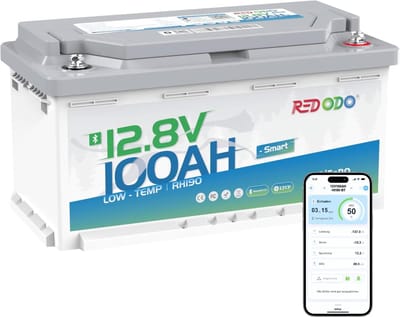 Lithium Batterij - LiFePO4 Accu - Camper Energie - Ingebouwde Bluetooth - 35.8 x 17.7 x 18.9 cm