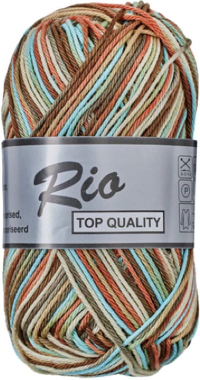 Rio Multi bruin blauw (638) haakkatoen - gemêleerd katoen haakgaren - pakket 5 x 50 gram