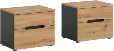 xonox.home Nachtkastjes Canu, set van 2, B/H/D: 50x42x37 cm in basaltgrijs en Artisan-imitatie