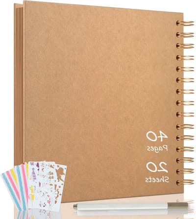 Scrapbook Album 21x21cm, DIY Fotoalbum met Hardcover, 40 Pagina's voor Herinneringen en Gastboek voor Bruiloft en Verjaardagen (Khaki)