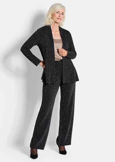 Elegant jersey jasje met Lurex - zwart / zilverkleurig - Gr. 19 van Goldner Fashion