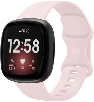 Strap-it Smartwatch bandje - siliconen horlogebandje geschikt voor Fitbit Versa 3 / Fitbit Versa 4 / Fitbit Sense / Fitbit Sense 2 - zandroze - Maat: Maat L