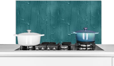 Spatscherm Keuken - Kookplaat Achterwand - Spatwand Fornuis - 100x50 cm - Verf - Turquoise - Abstract - Aluminium - Wanddecoratie - Muurbeschermer - Hittebestendig