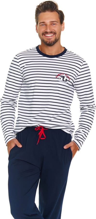Doctor Nap Heren Pyjama Lange Mouw Lange Broek Winter Kerst Matching Gezin Familie voor heren Always Sleepy Marine PMB.7115 S