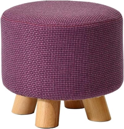 Voetenbankje - Poef Krukje - Schoenen Wisselen - Massief Houten Frame - 29 x 25 cm - Blauw Paars