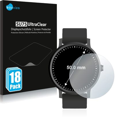 Savvies - Screenprotector voor Horloges (Rond, ø: 50 mm) - Folie Beschermfolie transparant 18 Stuks