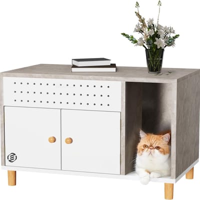Equivera Kattenbak Ombouw - Kattenbak Kast - Kattenmeubel - Kattenkast - Kattenhuis - Kattenbak Container - Kattenbakkast - Kattenhuis Kattenbak - Kast Voor Kattenbak