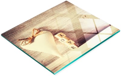 Multifunctionele decoratieve snijplank van gehard glas voor in de keuken, met het thema 'Love', 60x52 cm