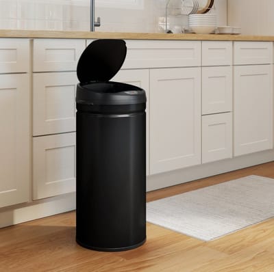 HAUSS SPOLE Sensorprullenbak – Handsfree Openen In 0,5 Seconde – 42 Liter 30,5 x 30,5 x 68 cm – Metaal – Zwart – Voor Keuken En Kantoor