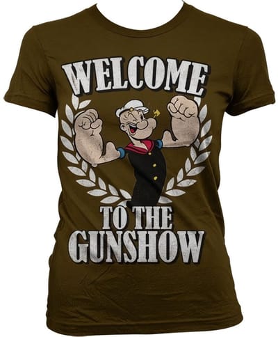 Popeye Welcome To The Gunshow Girly T-shirt voor dames, bruin