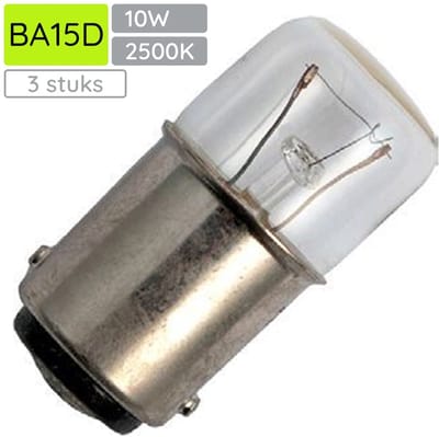 Signaallamp Ba15d 12V 10W - 833 mAh - 3 stuks - T16 Gloeilamp Ø16mm - 35mm - 2500K - Dimbaar