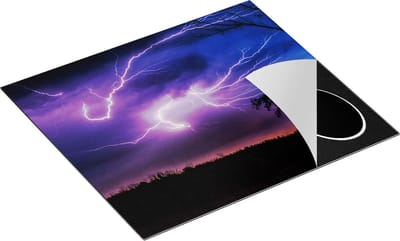 Chefcare Inductie Beschermer Blikseminslagen in een Paarse Hemel - Onweer - 60x50 cm - Afdekplaat Inductie - Kookplaat Beschermer - Inductie Mat